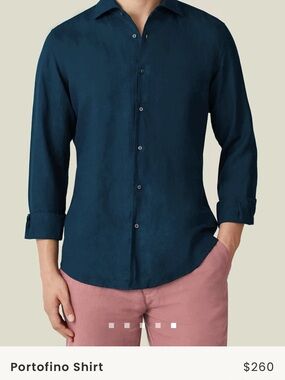 Luca Faloni Navy Linen Button-Up Shirt